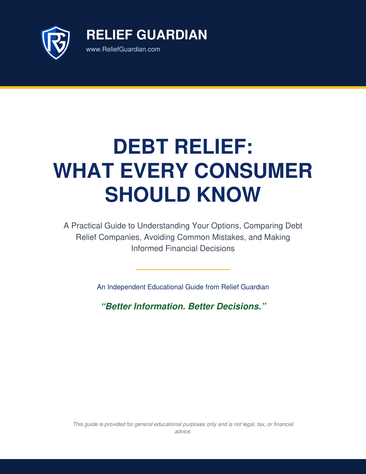 Debt Relief: What Every Consumer Should Know, cover